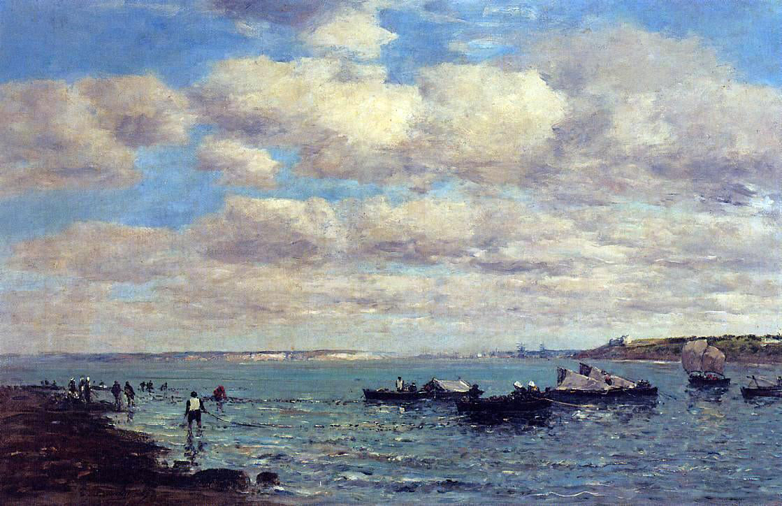 Eugene-Louis Boudin Camaret, Fishermen and Boats - Canvas Print