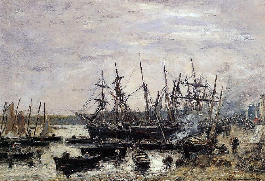 Eugene-Louis Boudin Camaret, Fishing Boats at Dock - Canvas Print