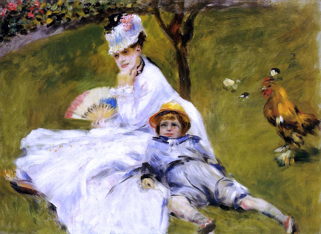 Pierre Auguste Renoir Camille Monet and Her Son Jean in the Garden at Argenteuil - Canvas Print