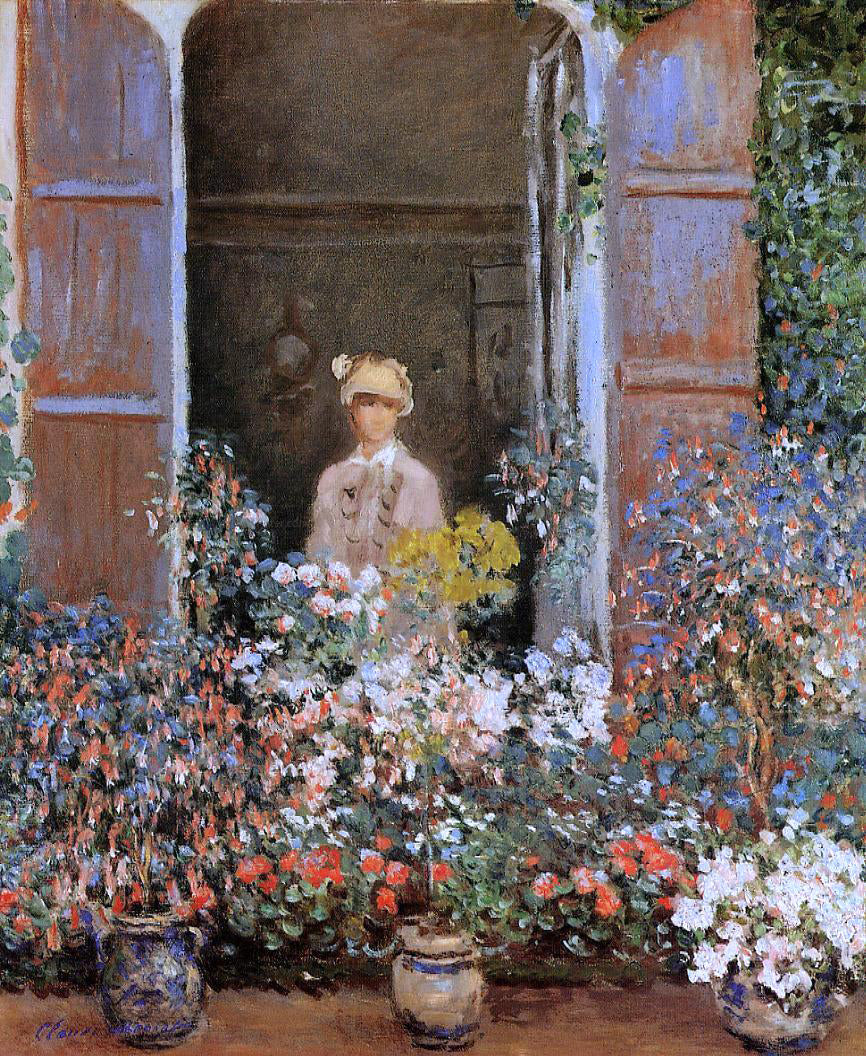 Claude Oscar Monet Camille Monet at the Window, Argentuile - Canvas Print