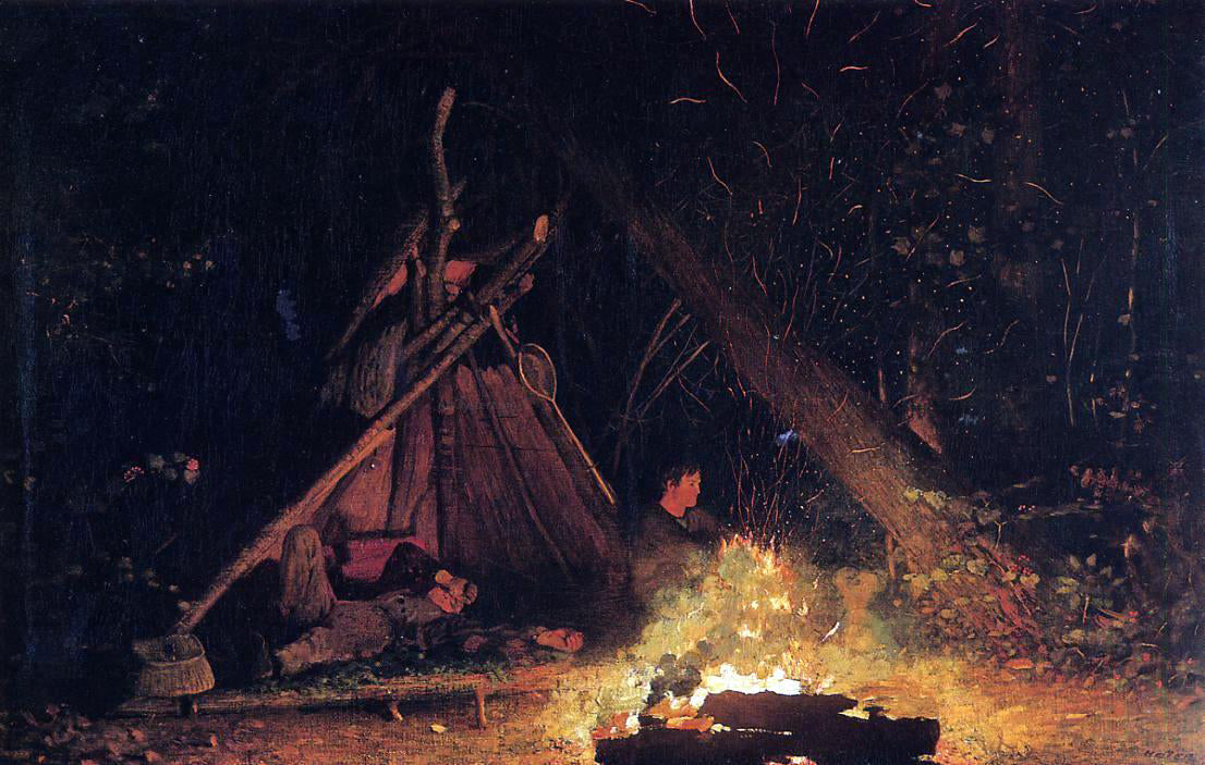 Winslow Homer Camp Fire - Canvas Print