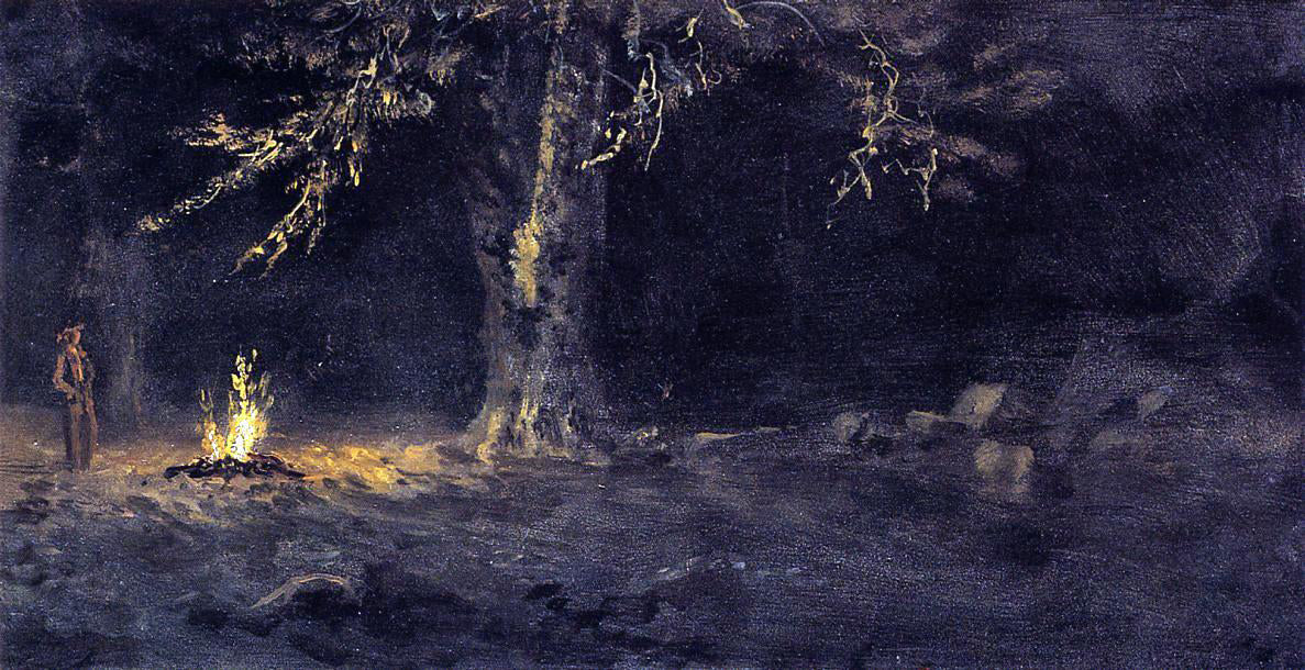 Albert Bierstadt Campfire, Yosemite Valley - Canvas Print