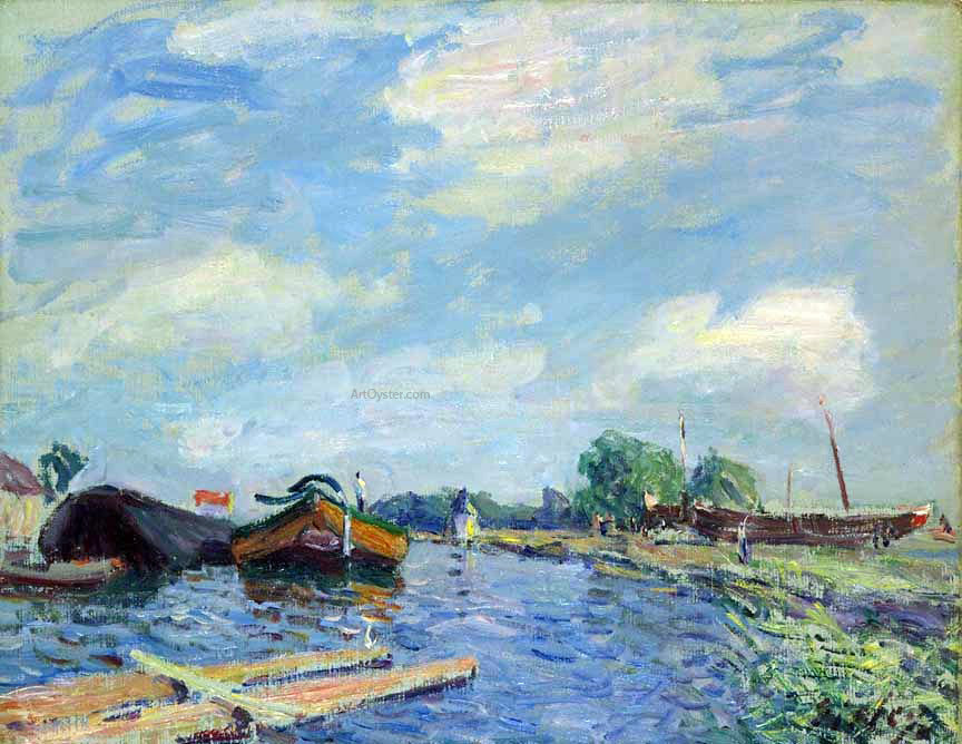 Alfred Sisley Canal at Saint-Mammes - Canvas Print