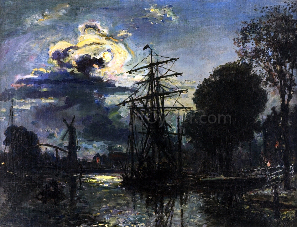 Johan Barthold Jongkind Canal in the Moonlight - Canvas Print