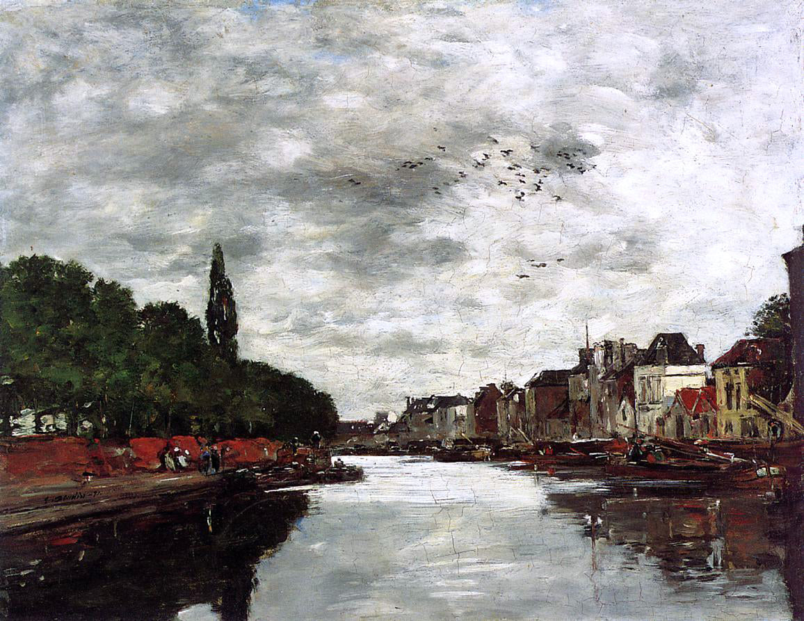 Eugene-Louis Boudin Canal near Brussels - Canvas Print