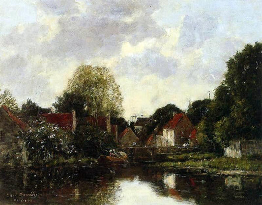 Eugene-Louis Boudin Canel near Dordrecht - Canvas Print