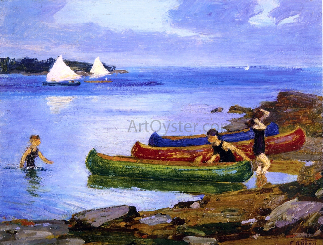 Edward Potthast Canoeing - Canvas Print