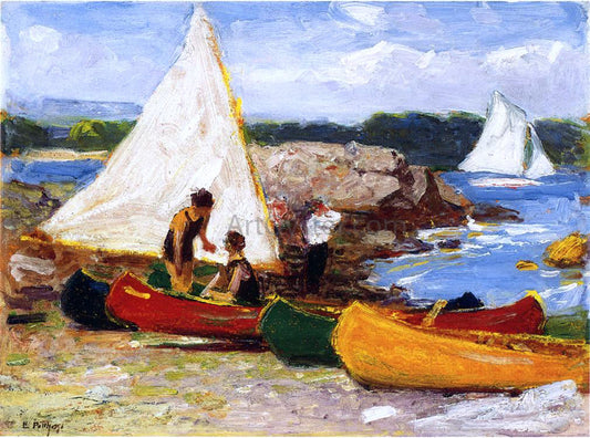Edward Potthast Canoes and Sailboats - Canvas Print