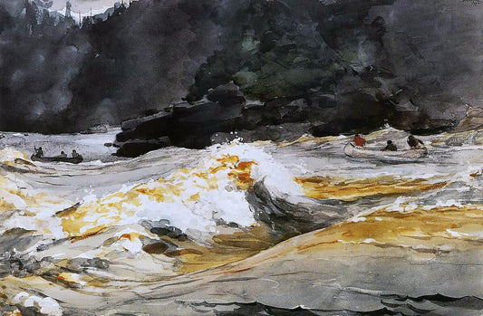 Winslow Homer Canoes in Rapids, Saguenay River - Canvas Print