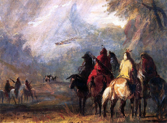Alfred Jacob Miller Caravan Passing a Mountain Gorge in a Storm - Canvas Print