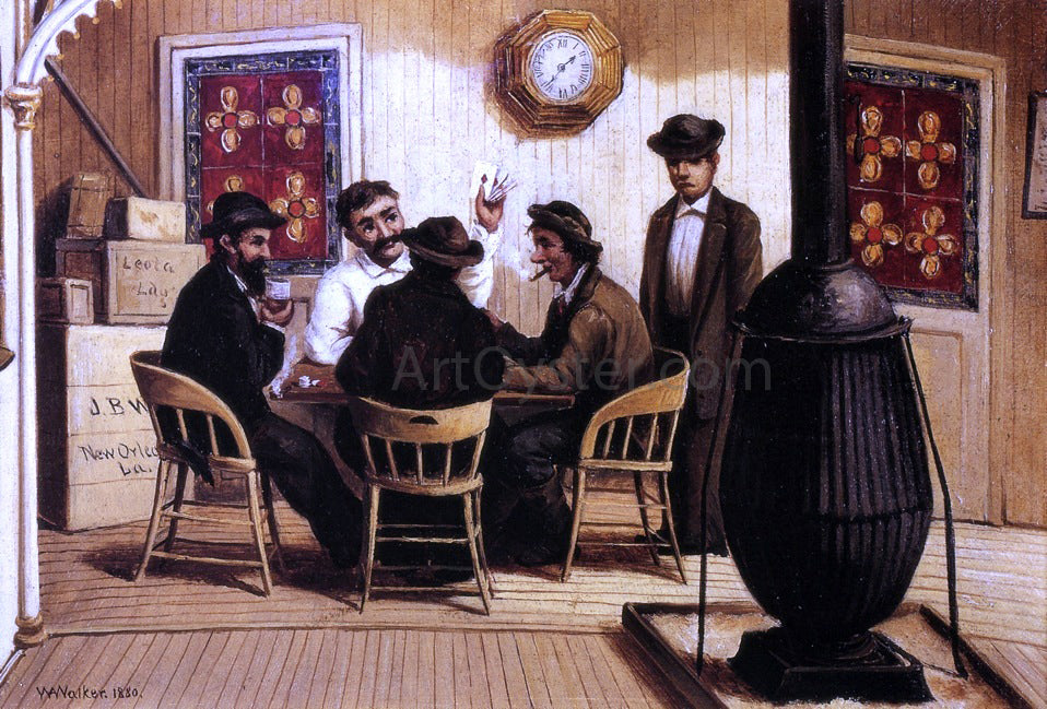 William Aiken Walker Card Players on the Steamboat - Canvas Print