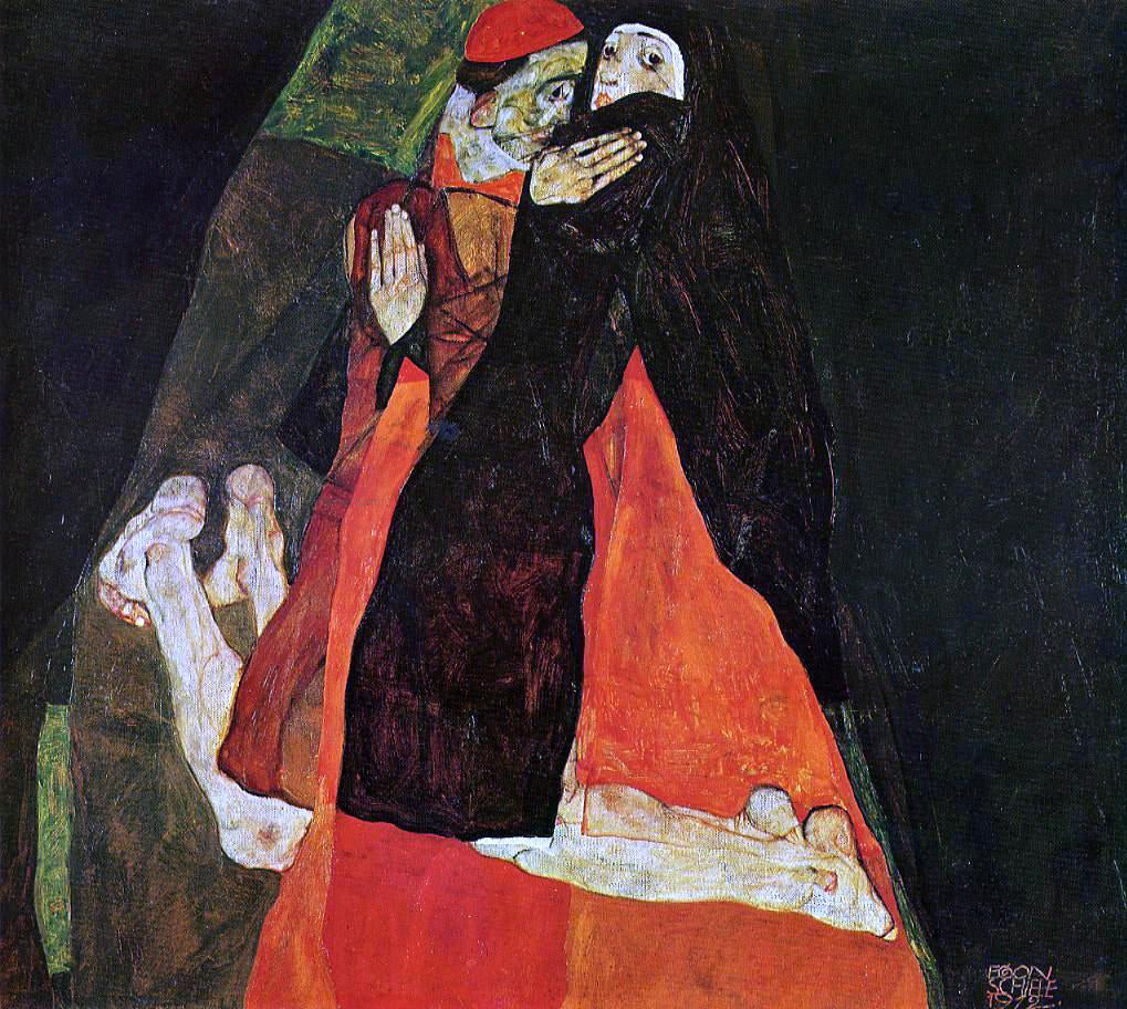 Egon Schiele Cardinal and Nun (also known as Caress) - Canvas Print