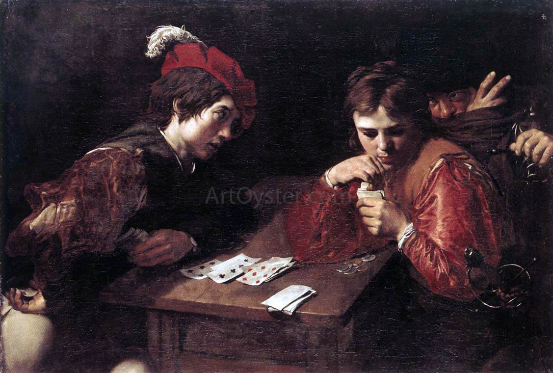 Valentin De boulogne Card-sharpers - Canvas Print
