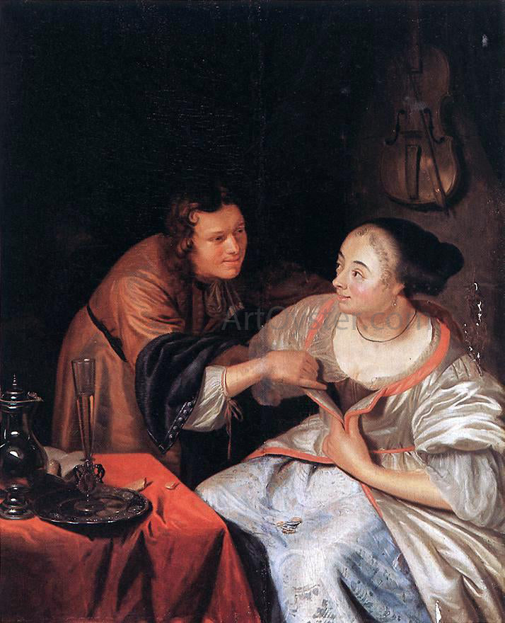The Elder Frans Van Mieris Carousing Couple - Canvas Print
