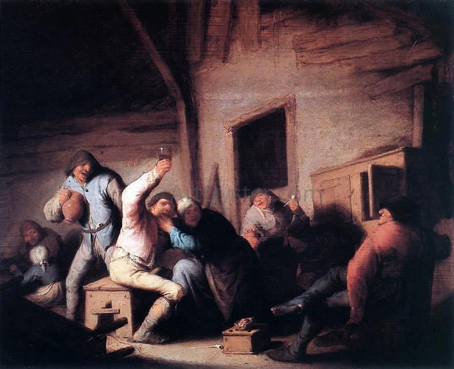 Adriaen Van Ostade Carousing Peasants in a Tavern - Canvas Print