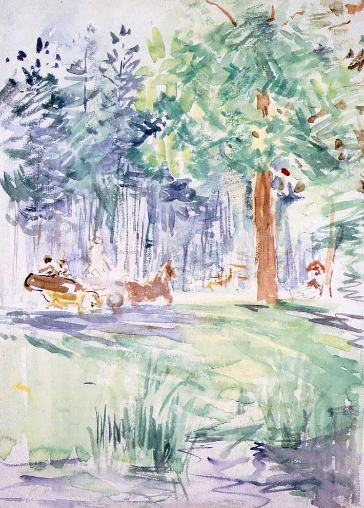 Berthe Morisot Carriage in the Bois de Boulogne - Canvas Print
