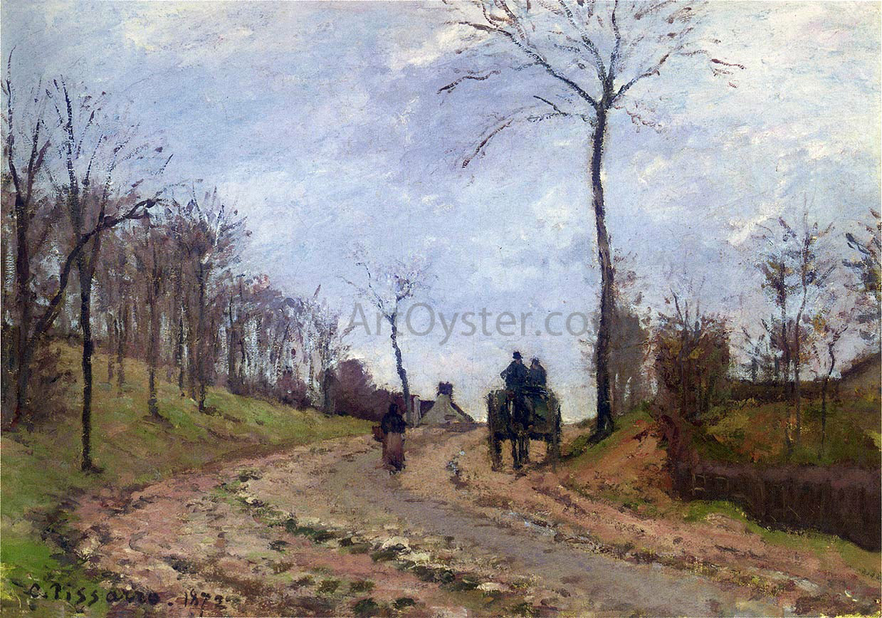 Camille Pissarro Carriage on a Road in Louveciennes in Winter - Canvas Print