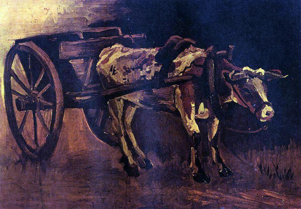 Vincent Van Gogh The Cart with Red and White Ox - Canvas Print