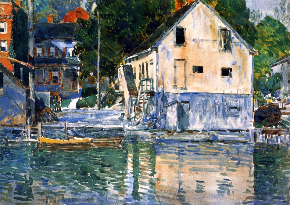 Frederick Childe Hassam A Casa Eby Scene, Cos Cob - Canvas Print