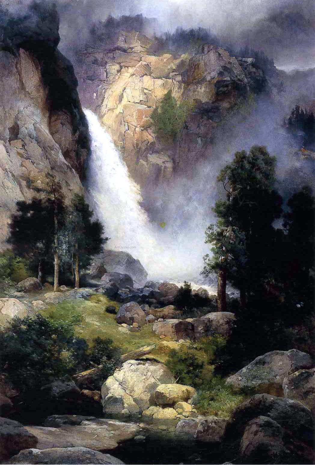 Thomas Moran Cascade Falls, Yosemite - Canvas Print