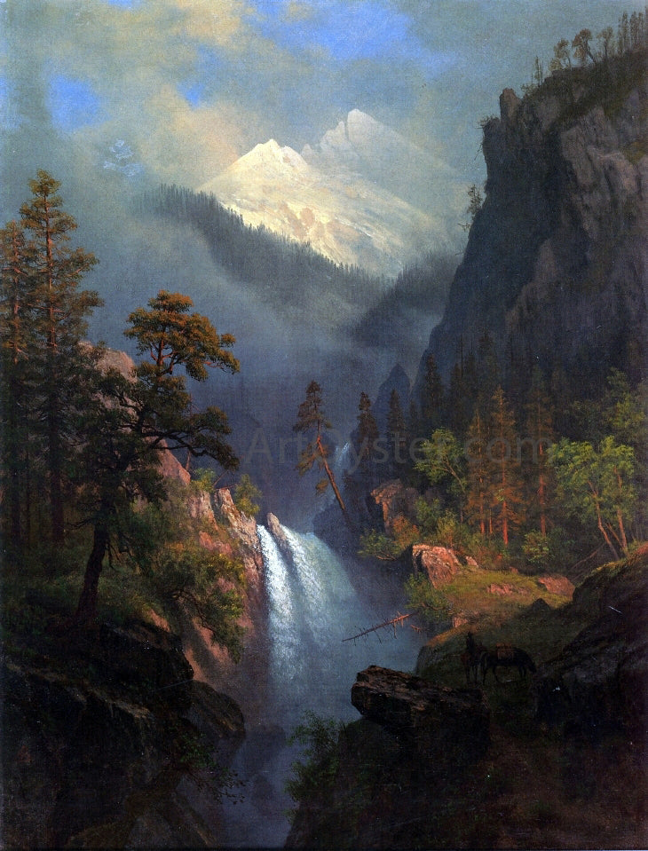 Albert Bierstadt Cascading Falls at Sunset - Canvas Print