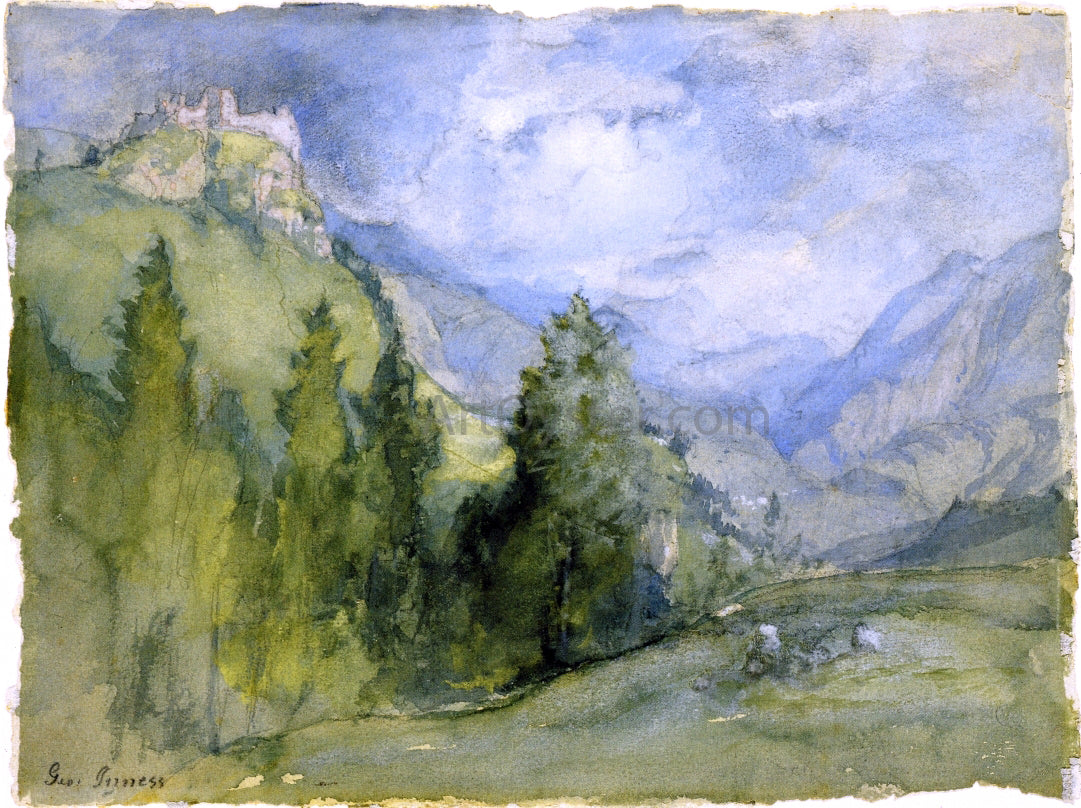 George Inness Castle in the Mountains - Canvas Print