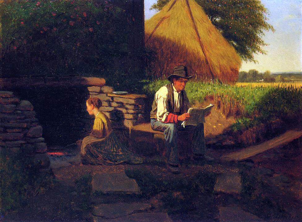 Eastman Johnson Catching Up on the News - Canvas Print