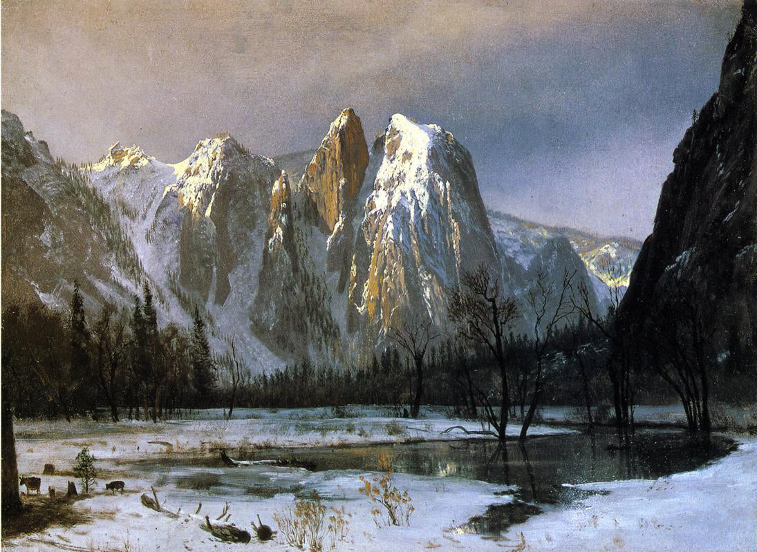 Albert Bierstadt Cathedral Rocks, Yosemite Valley, California - Canvas Print