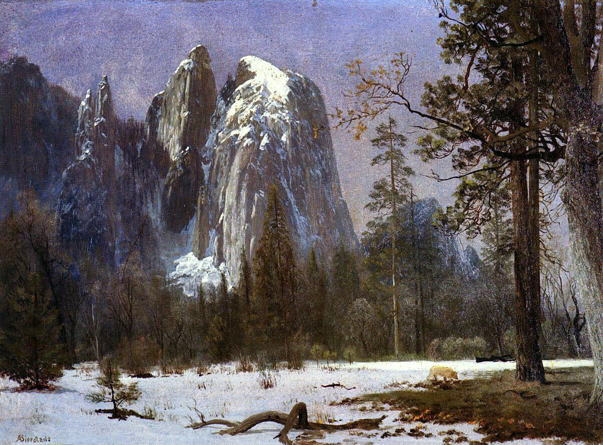 Albert Bierstadt Cathedral Rocks, Yosemite Valley, Winter - Canvas Print