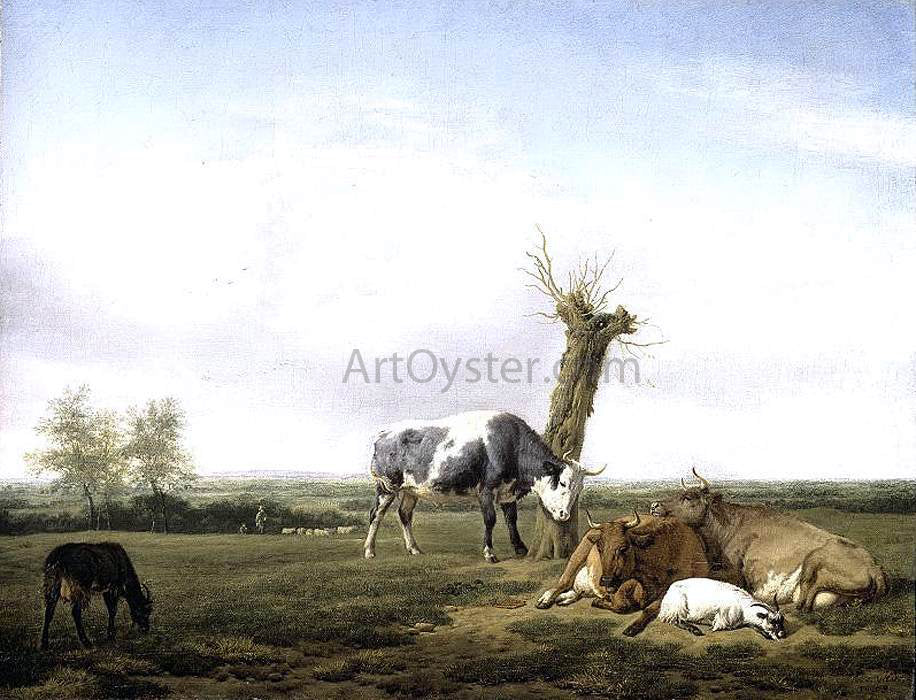 Adriaen Van de Velde Cattle and Goats in a Meadow - Canvas Print