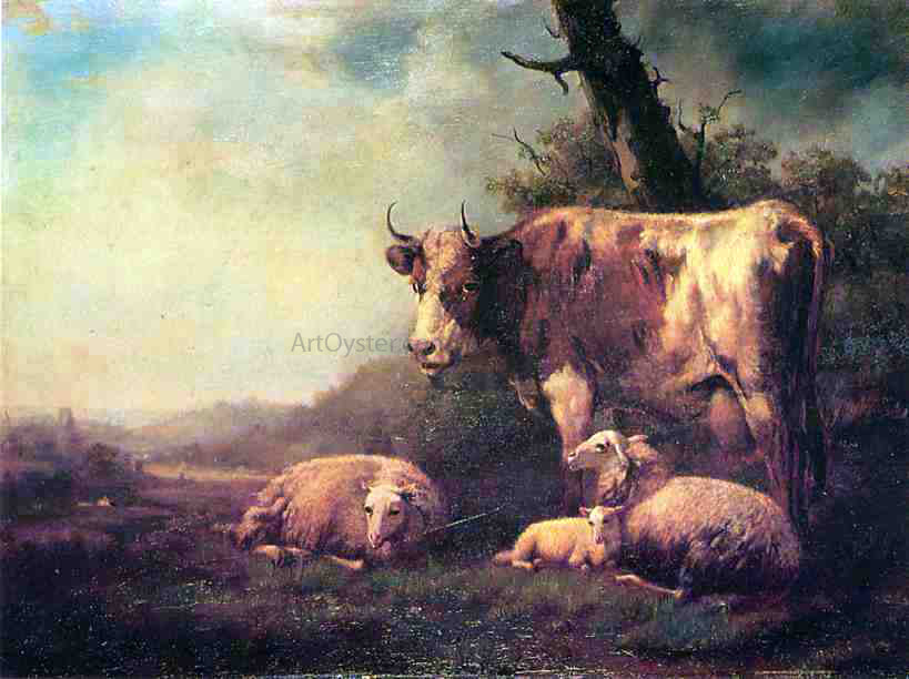 Eugene Verboeckhoven Cattle and Sheep in a Landscape - Canvas Print