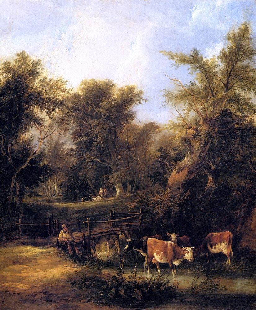 Senior William Shayer Cattle By A Stream - Canvas Print