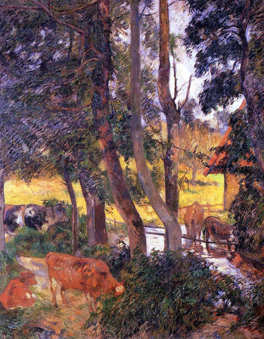 Paul Gauguin Cattle Drinking (also known as Edge of the Pond) - Canvas Print
