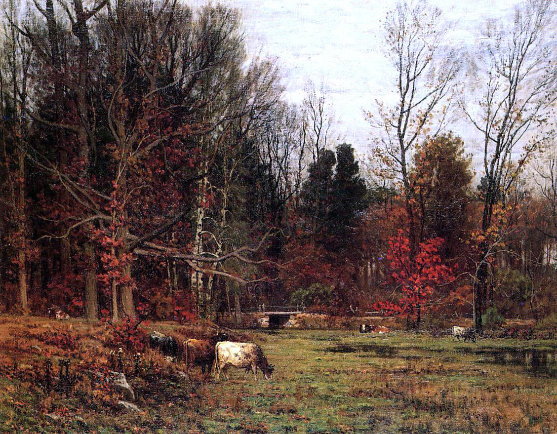 John Joseph Enneking Cattle Grazing (also known as November) - Canvas Print