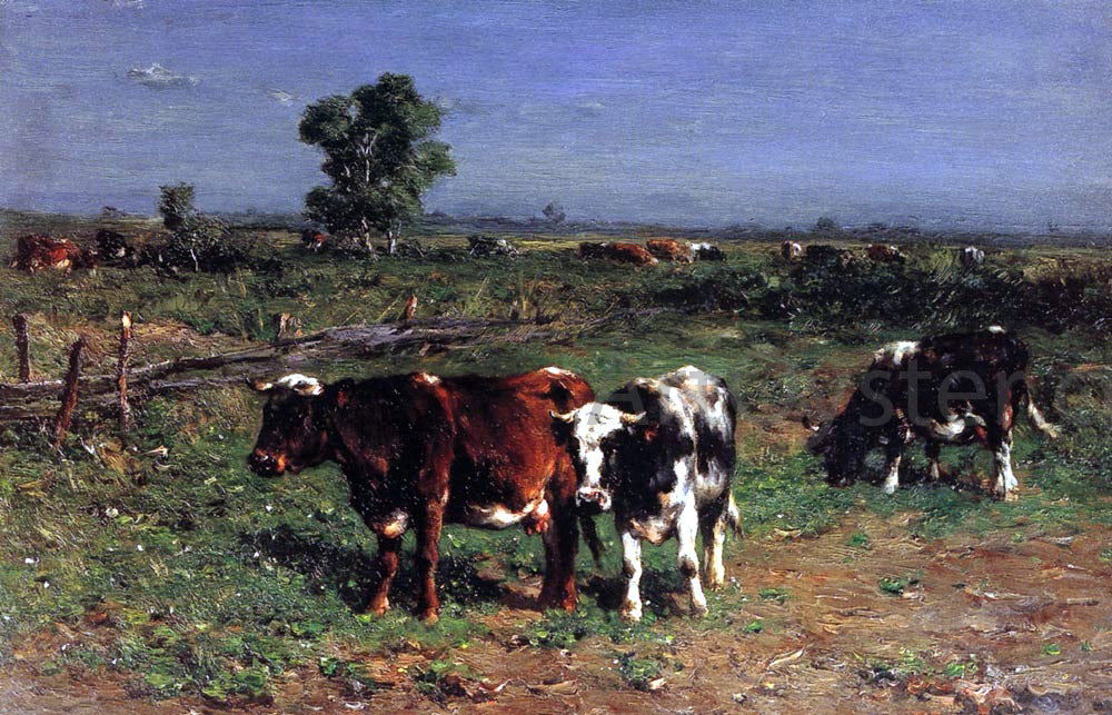 Johannes-Hubertus-Leonardus De Haas Cattle Grazing - Canvas Print