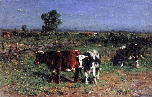 Johannes-Hubertus-Leonardus De Haas Cattle Grazing - Canvas Print