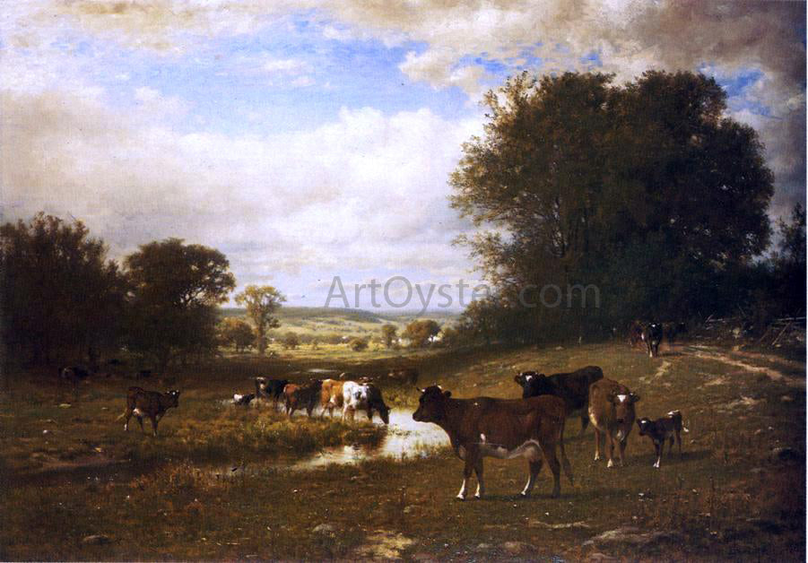 James McDougal Hart Cattle Grazing - Canvas Print