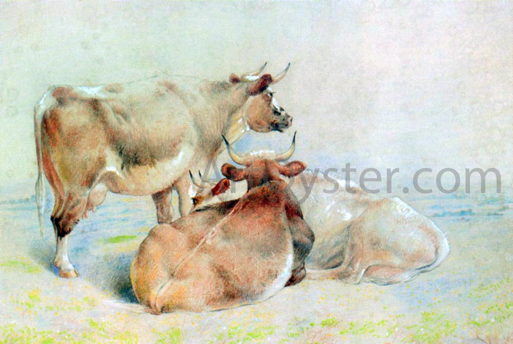 William Huggins Cattle Resting (2 of 2) - Canvas Print