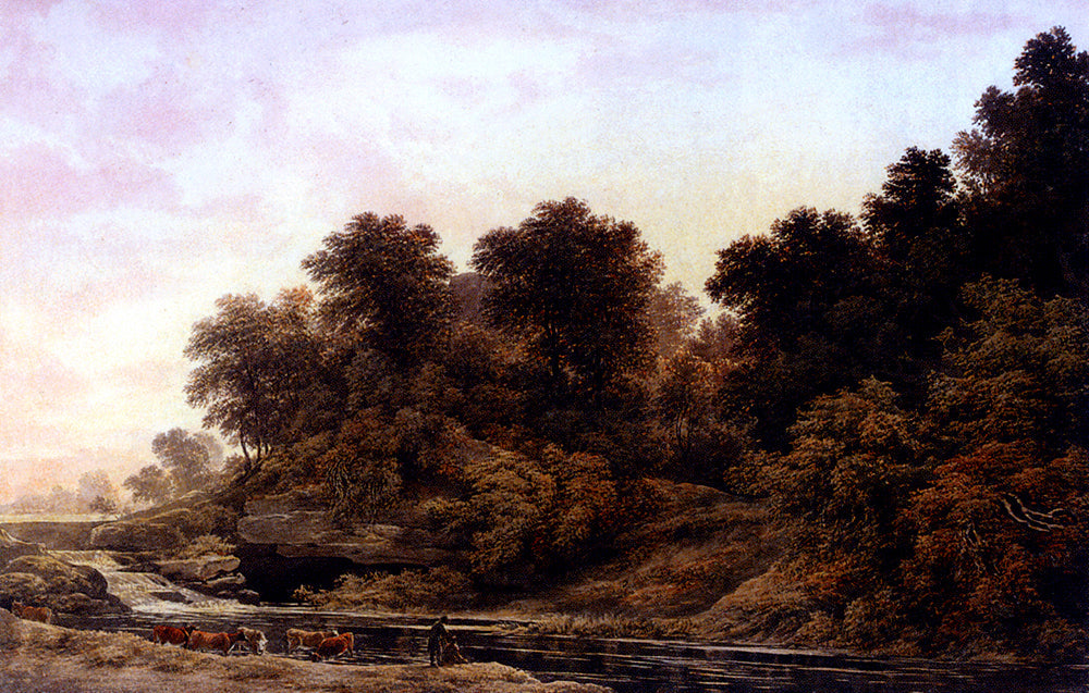 John Glover Cattle Watering At Dusk - Canvas Print