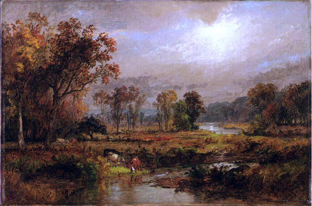 Jules Dupre Cattle Watering - Canvas Print