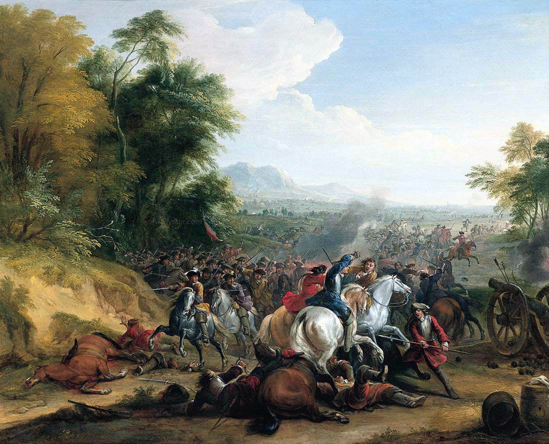 Jean-Baptiste Martin Cavalry Attack - Canvas Print