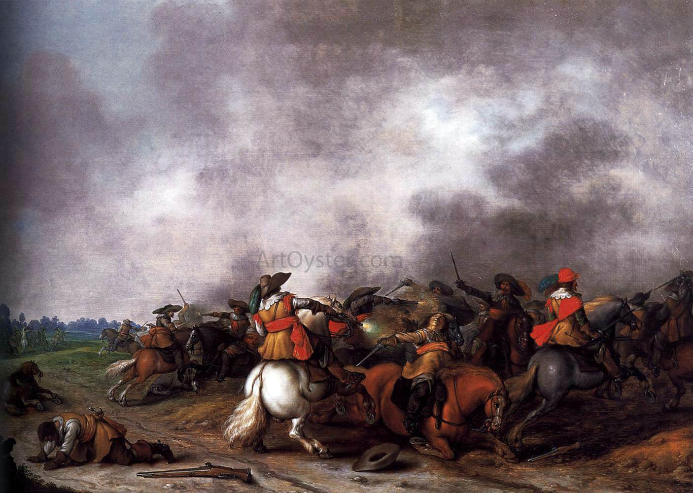 Palamedes Palamedesz Cavalry Battle - Canvas Print