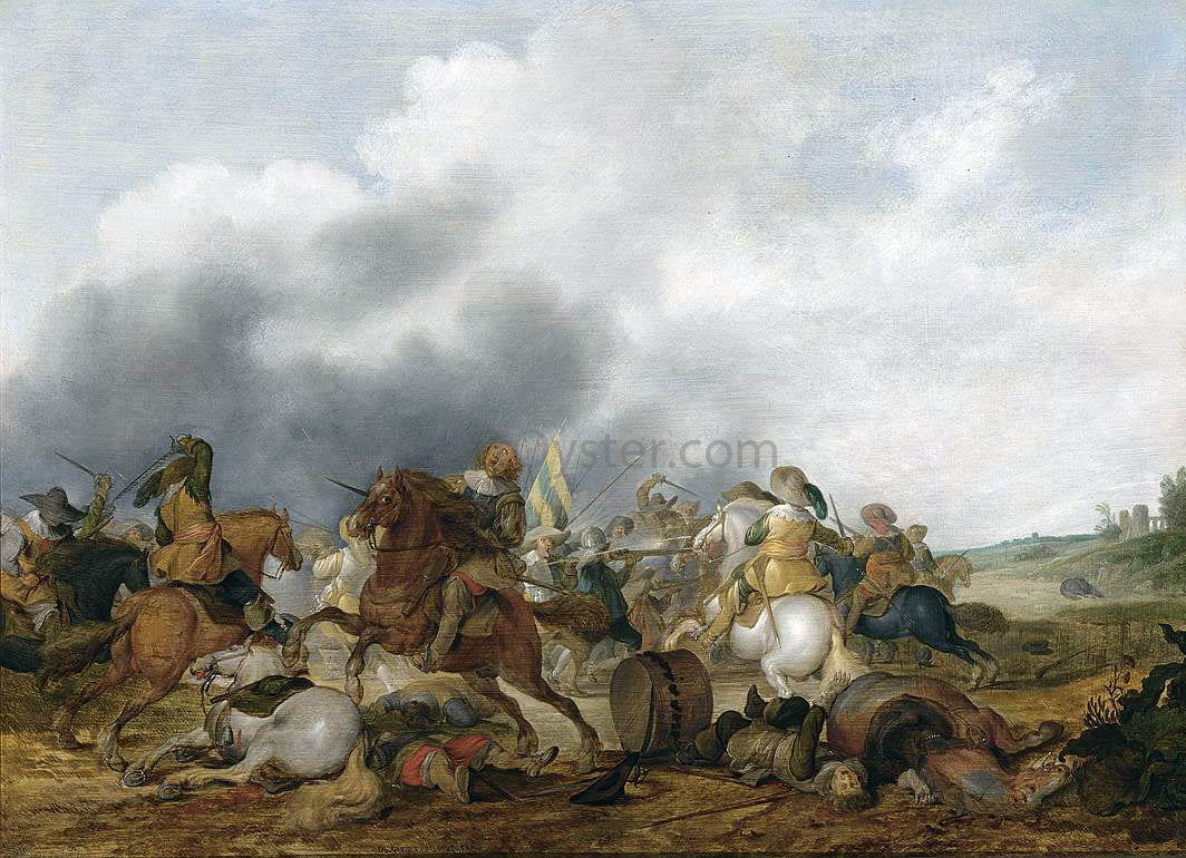 Palamedes Palamedesz Cavalry Battle Scene - Canvas Print