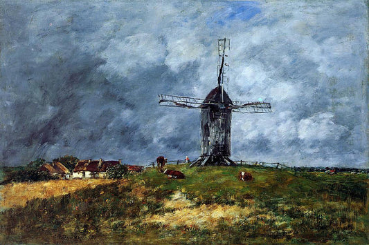 Eugene-Louis Boudin Cayeux, Windmill in the Countryside, Morning - Canvas Print