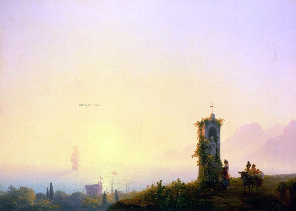 Ivan Constantinovich Aivazovsky Chapel on seashore - Canvas Print