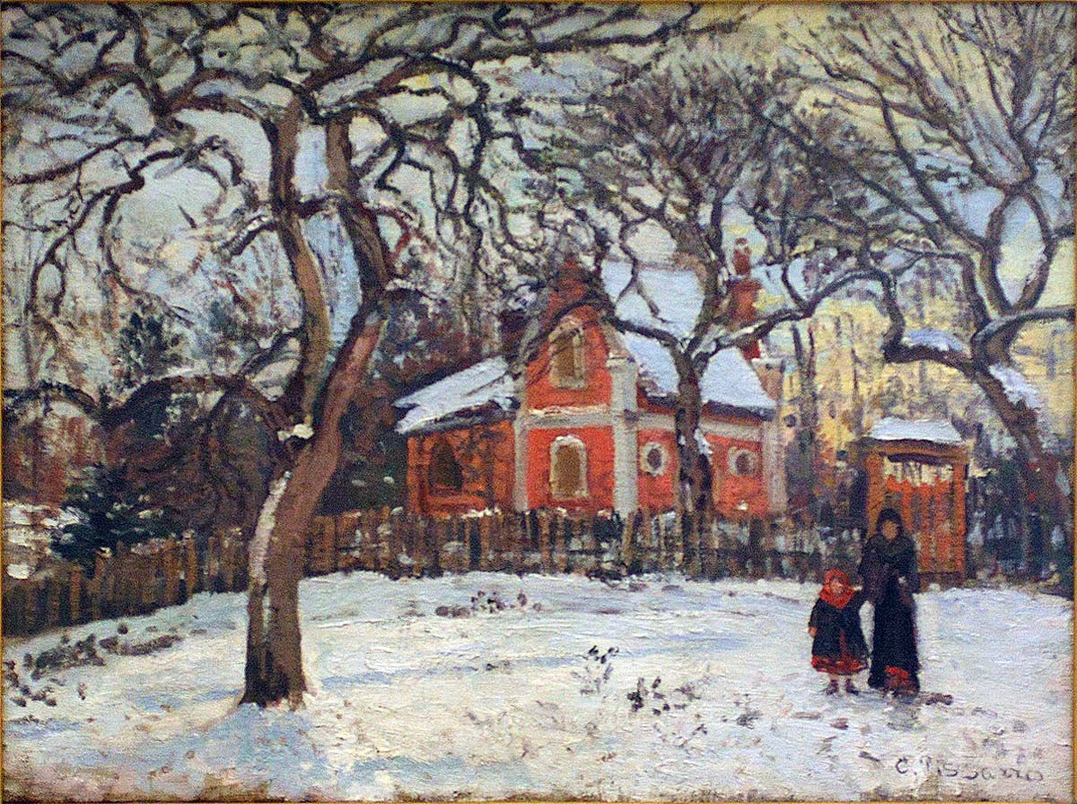 Camille Pissarro Chestnut Trees at Louveciennes in Winter - Canvas Print