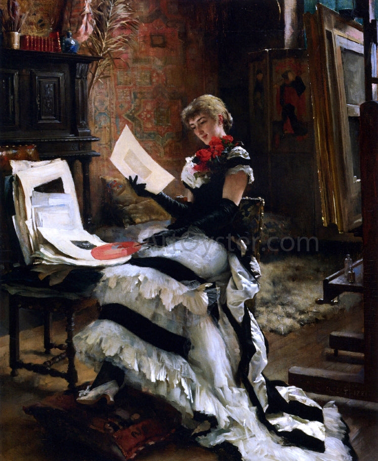 Albert Edelfelt Chez l'Artiste (also known as Les Gravures) - Canvas Print