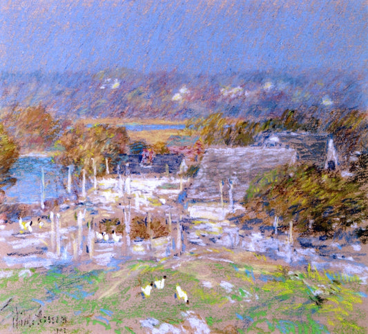 Frederick Childe Hassam Chicken Yard Back of the Holley House - Canvas Print