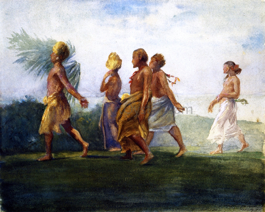John La Farge Chiefs and Chiefesses Passing on Their Way to a Great Conference, Evening, Samoa - Canvas Print