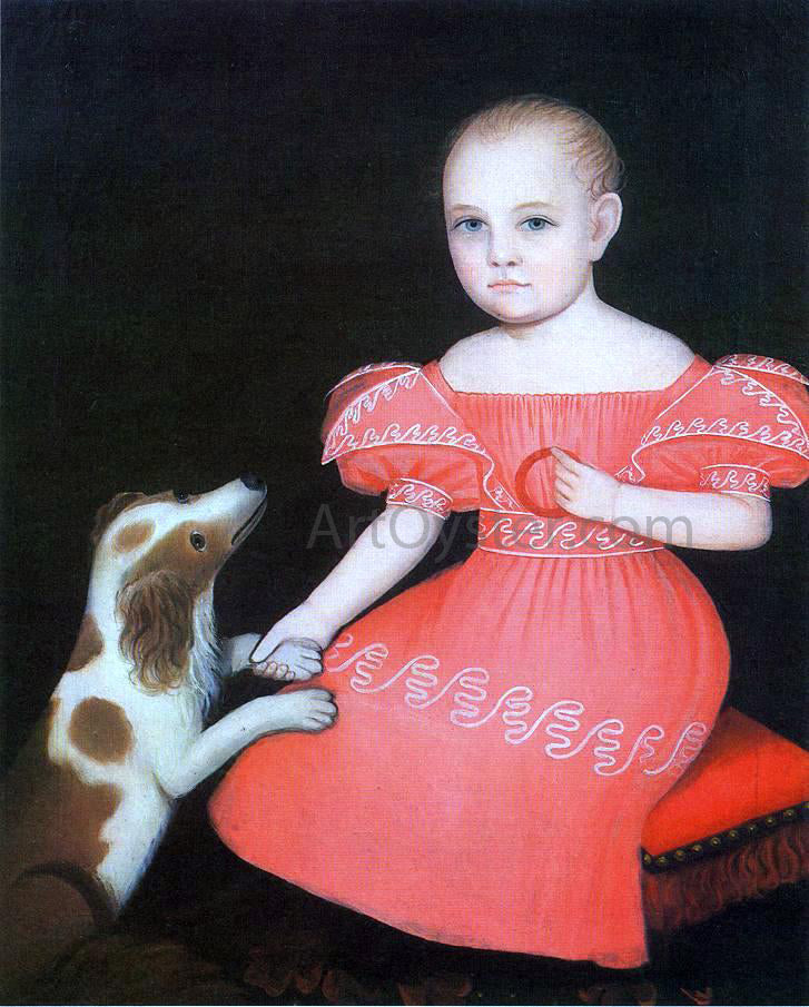 Ammi Phillips Child in Pink with Her Spaniel - Canvas Print